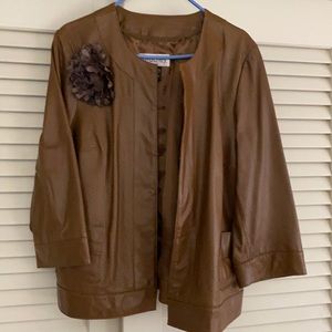 Brown Leather open front jacket size L